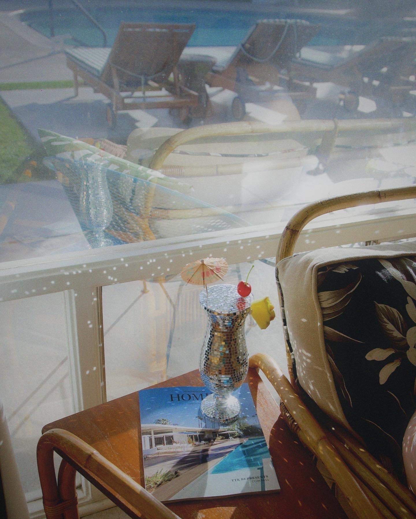 disco piña colada glass bar cart decor