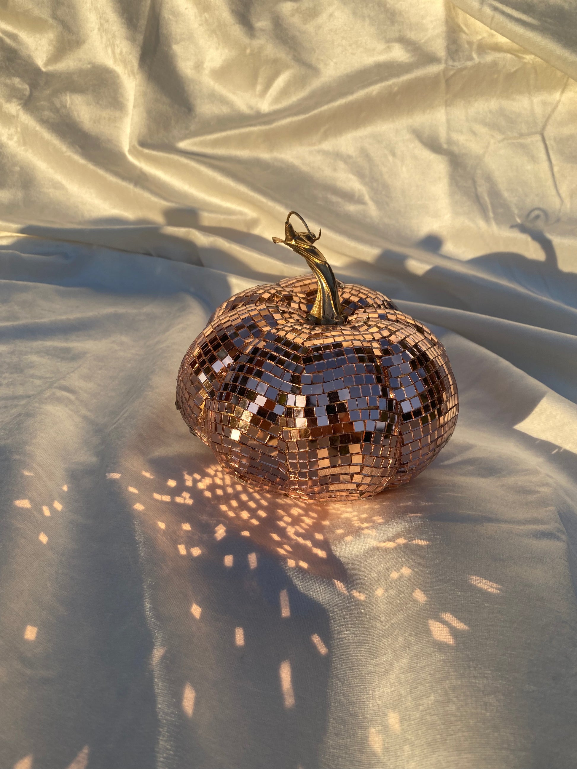 roae gold disco pumpkin fall decor