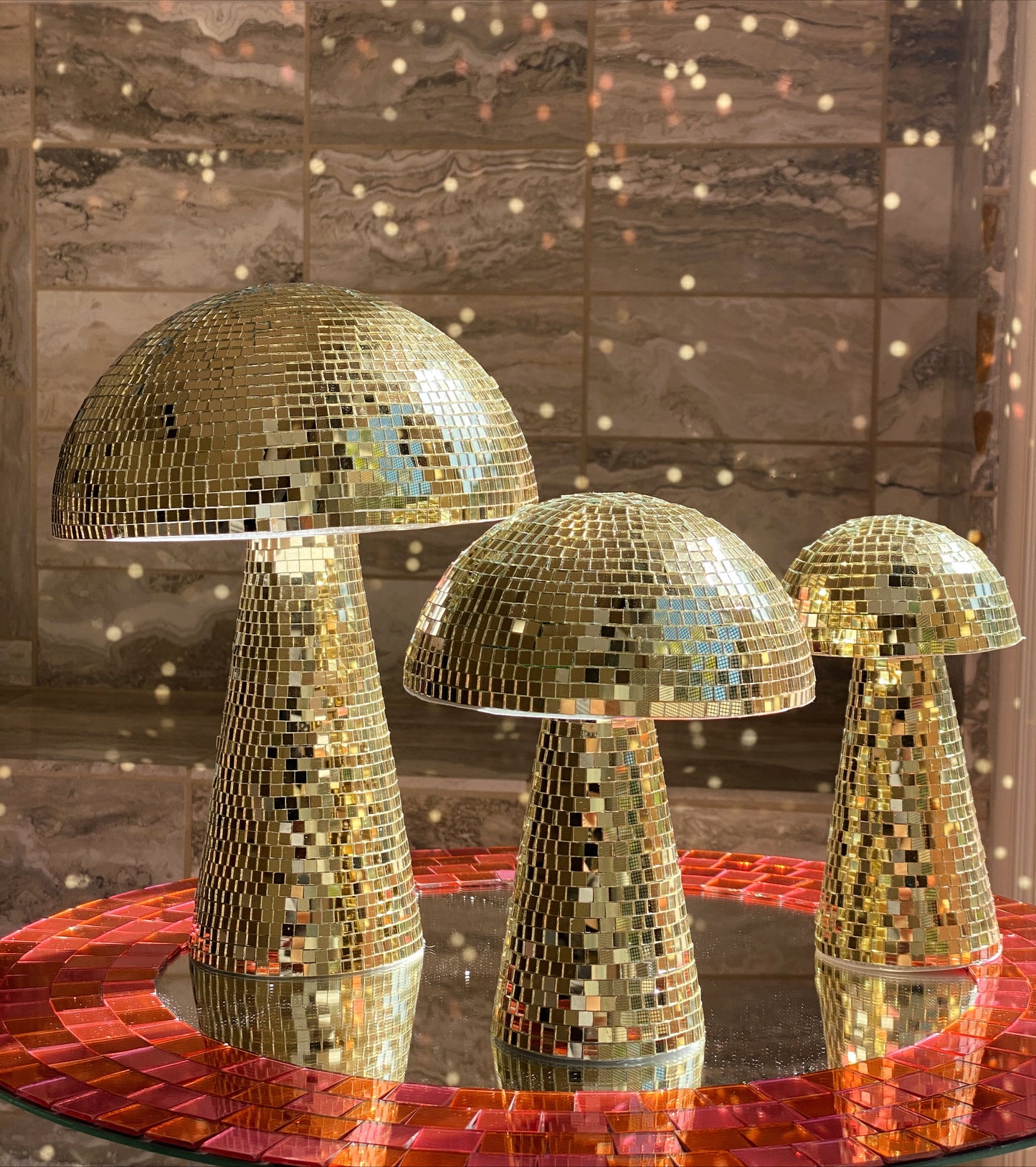 gold disco mushroom disco ball ✨