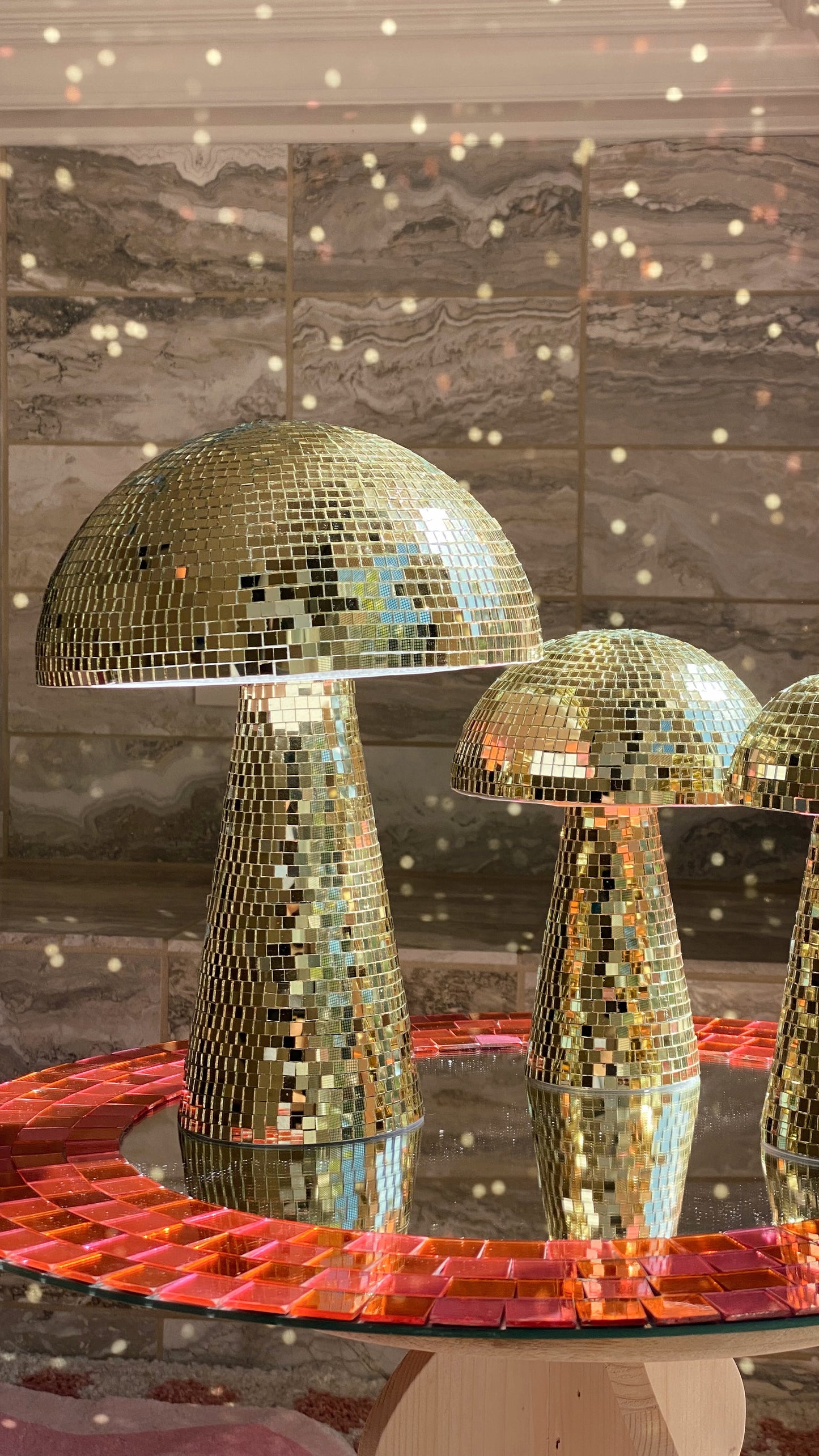 gold disco mushroom disco ball ✨