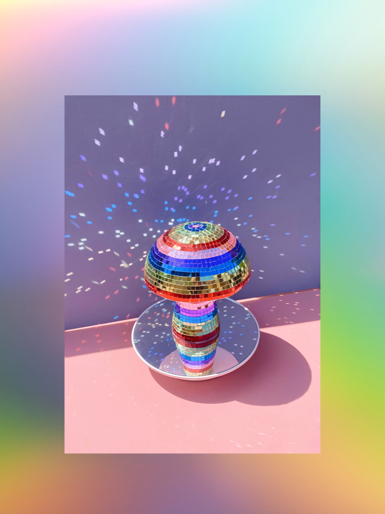 rainbow disco mushroom disco home decor