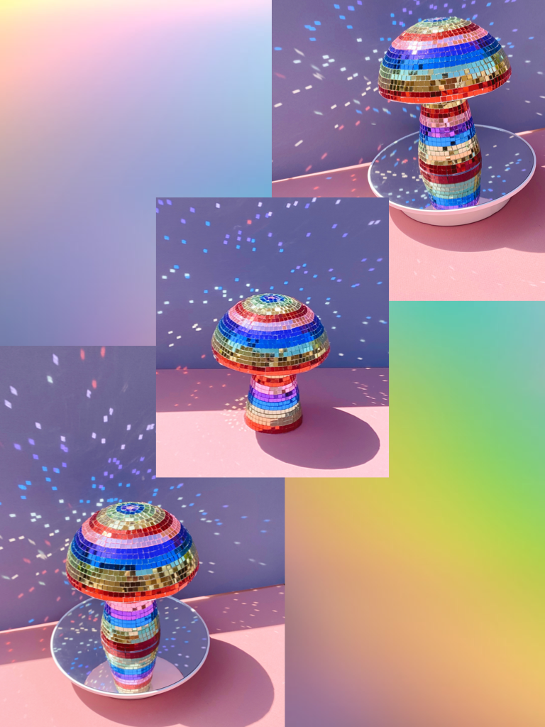 rainbow disco mushroom disco home decor