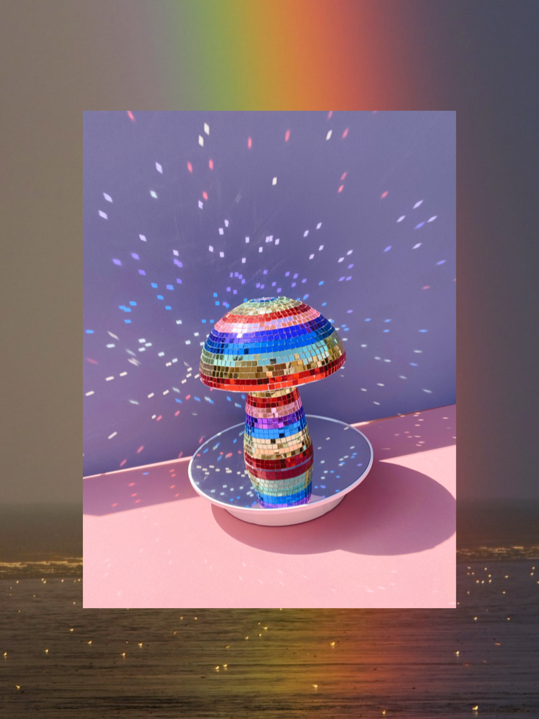 rainbow disco mushroom disco home decor